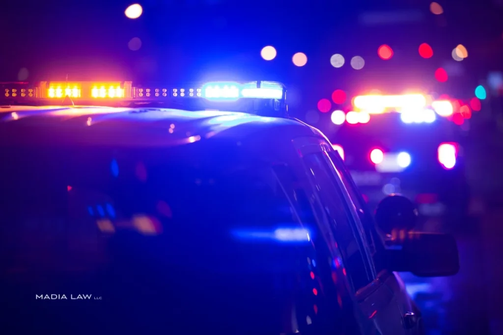 Police Vehicle with lights on